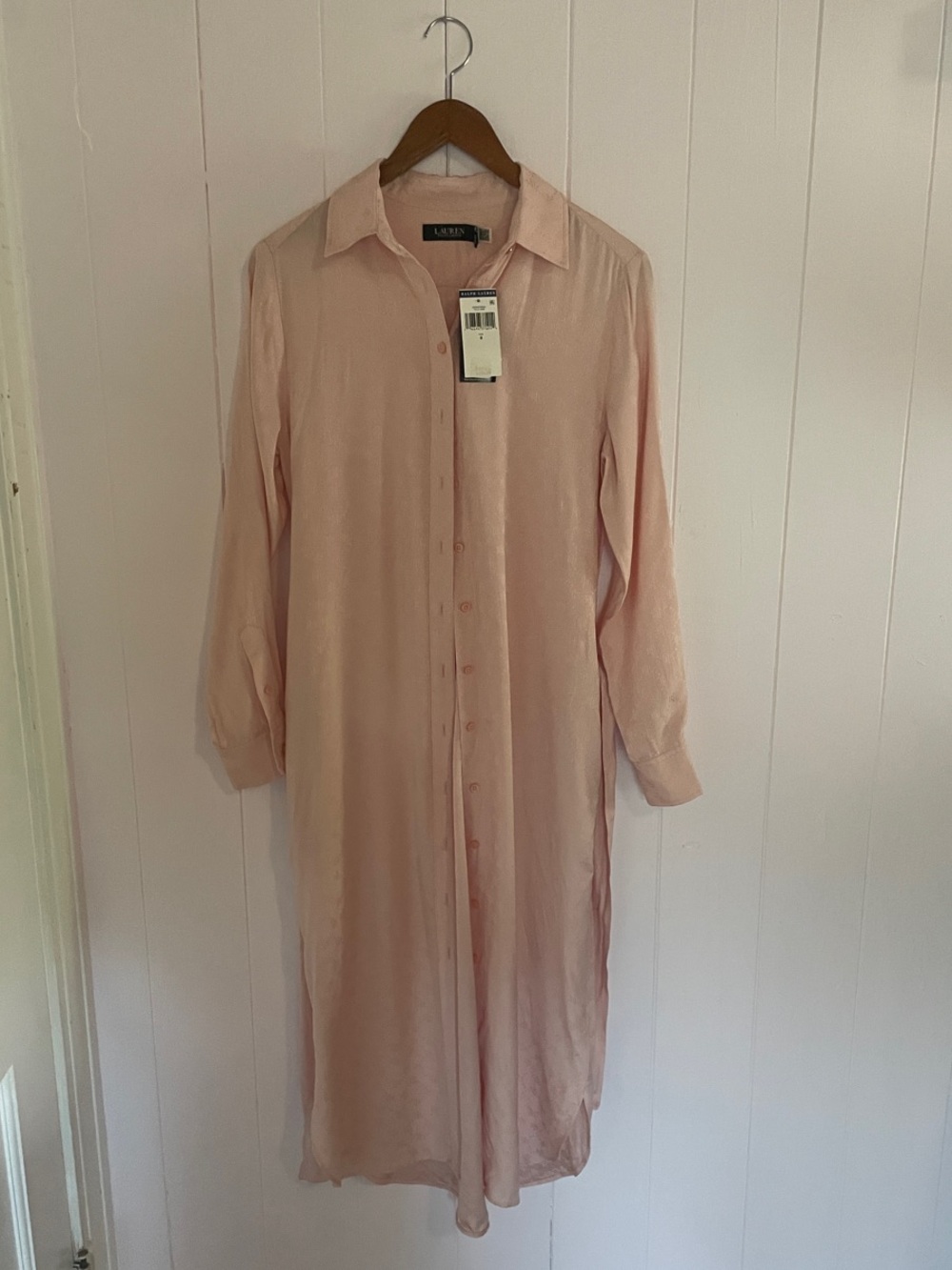 Ralph Lauren Light Pink Longline Button-Up Shirt Dress